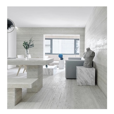 600x1200 azulejos de piso de porcelana 3D azulejos de travertino brilhante para sala de estar contemporânea