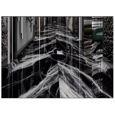 Marrocos Abstract Porcelana preto e branco azulejos de Chevron para piso de banheiro vitrificado