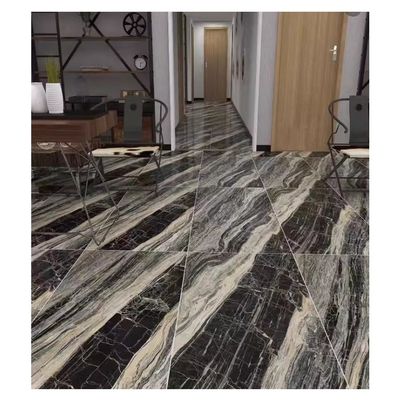 Chapa de porcelana de mármore preto branco e dourado flor 600x600mm Chapas vidradas para cozinha