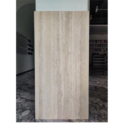 Pavilhão de azulejos de pedra de travertino branco e bege não polido 600x1200mm para interiores