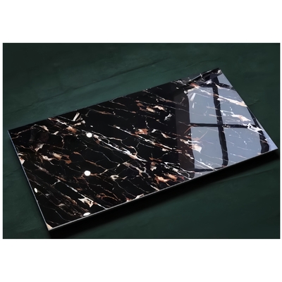 Negro Alto Brilho Ouro Mármore Brilhante Decorativo Pisos 12x6 Vitrificados Perfeito