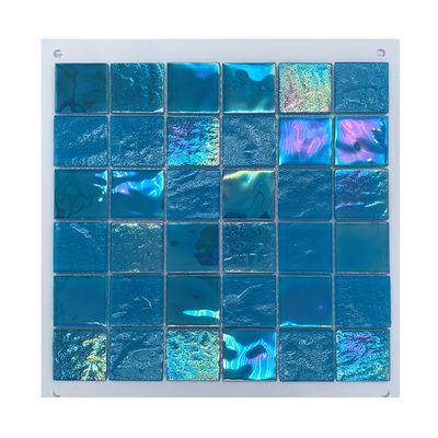 Mosaico de vidro azul iridescente para piscina 306x306MM Tamanho de folha estilo moderno
