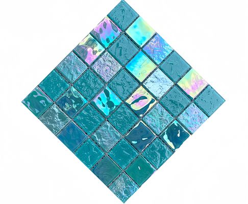Mar azul onda mosaico de vidro azulejo elevar sua piscina com porcelana estilo villa