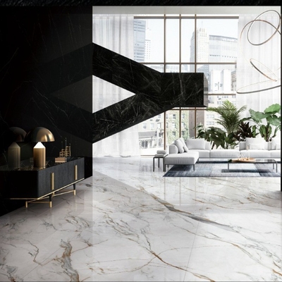 1200x2400mm azulejos de porcelana polida para hotel lobby parede e chão em Carrara branco