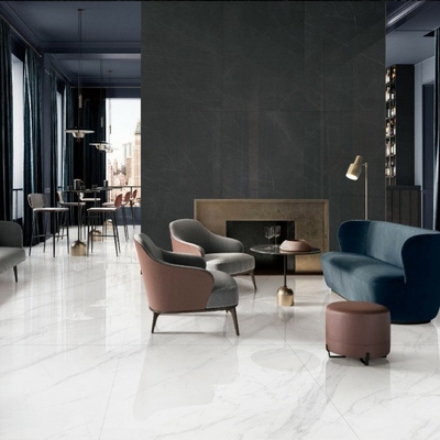 Extra Large Format 2400mm White Marble Slab Commercial Floor Tile para Design de Interiores