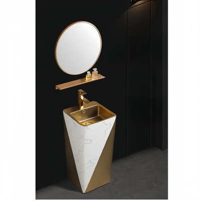 Dual-Flush Design Tradicional Lavatórios Pedestal Moderno com azulejos decorativos Backsplash