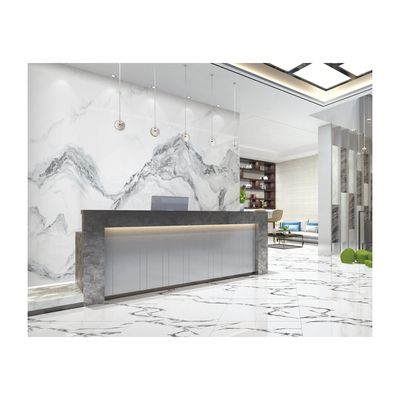 Decoração de parede interior sala de estar azulejos de porcelana polida em mármore olhar grande laje