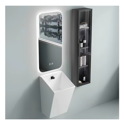 Meio pedestal de cerâmica de parede pendurada Banheiro lava-louça para esmaltes ambientais e casa