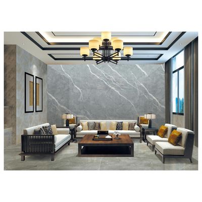 Chapas de mármore cinza claro azulejos de porcelana vidrados polacos para decoração de parede interior