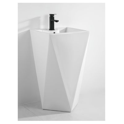 Forma de Diamante Full Pedestal Banheiro Lavar Mãos Bacia Grande Altura Pedestal Lavar Bacia