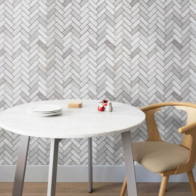 Hexagon Inlay Bianco Carrara Branco Cinza Creme Madeira Quebrada Mármore Ónix Waterjet Pisos
