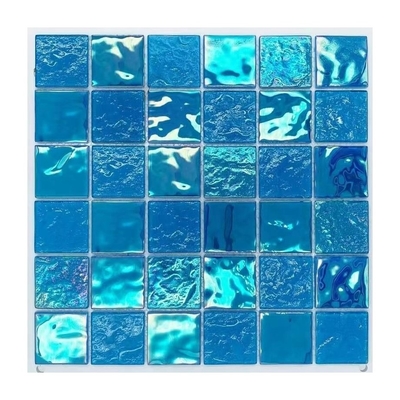 Piscina de mosaico de vidro iridescente Piscina de natação azul mosaico de vidro com telha resistente a ácidos