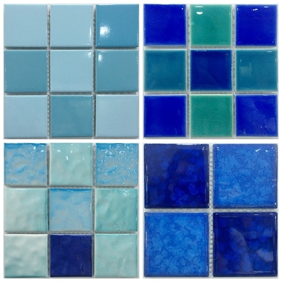 Foshan Technique mosaico de vidro azulejo azul para piscina 48x48/24x24mm