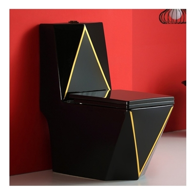 Banheiro moderno de cerâmica com linha de ouro preto de cor de ouro S-Trap One Piece