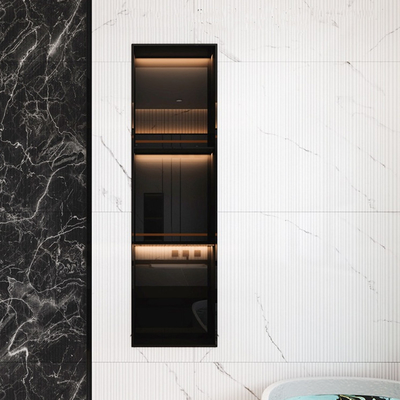 Nicho de parede de chuveiro com inserção de azulejos de porcelana de ouro