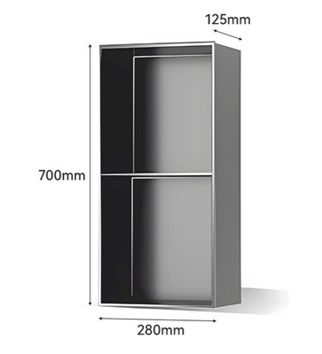 Nicho de arma de fogo preto inserido na parede para o quarto de banho 600x280x120mm estilo de design moderno