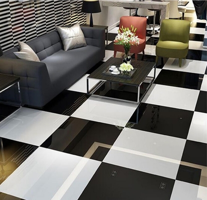 Telhas interiores em vidro super preto simples 60 * 60mm Big Slab Tile para banheiro do hotel