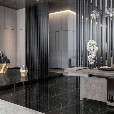 600x600 Porcelana vidrado piso telhas de parede em preto com veias brancas pedra imitação textura